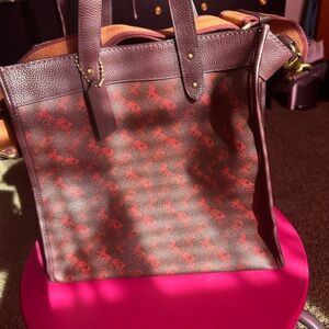 Coach Brown and Red Signature Tote